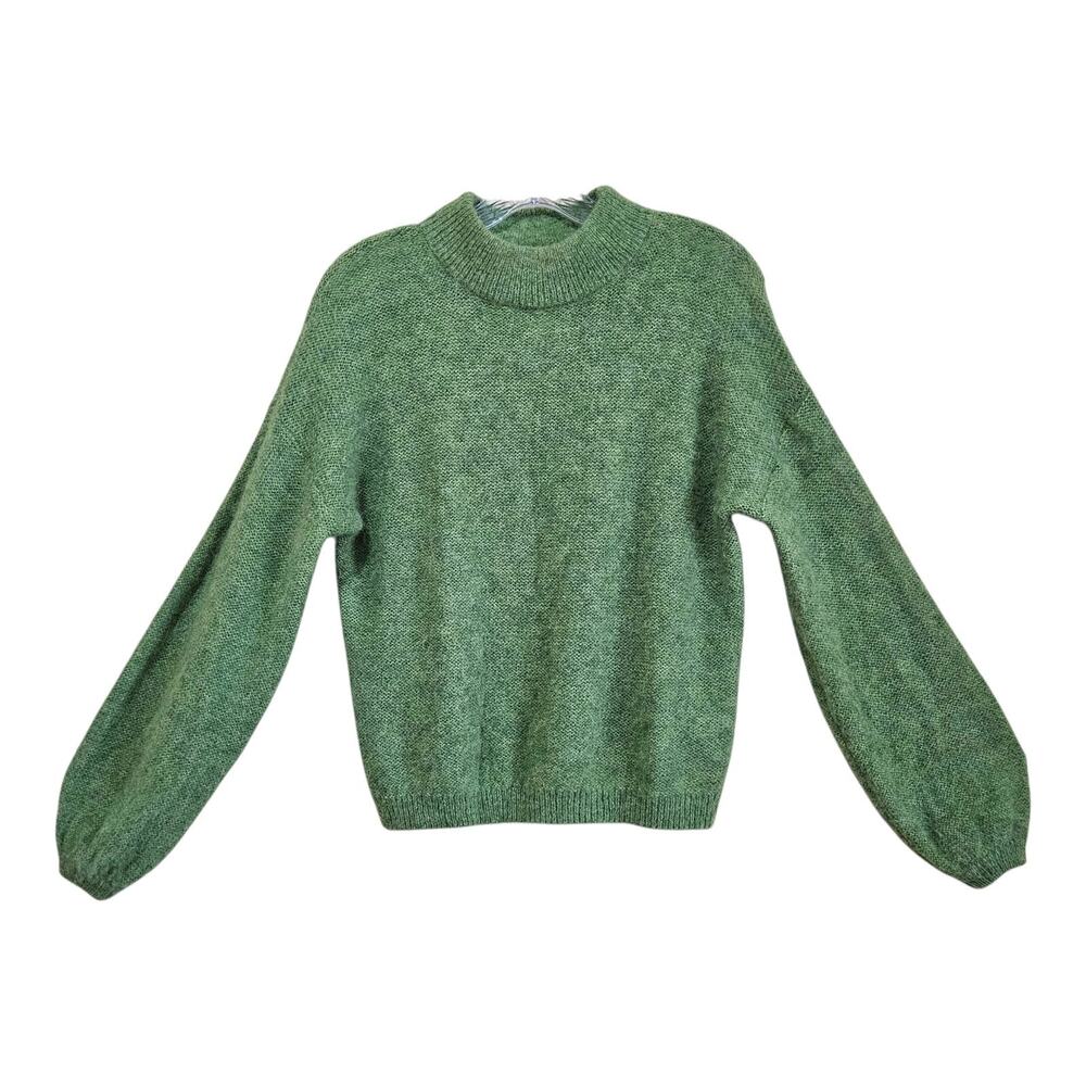 BANANA REPUBLIC Women's S Sweater Soft Alpaca Wool Blend Green Long Sleeve 38"